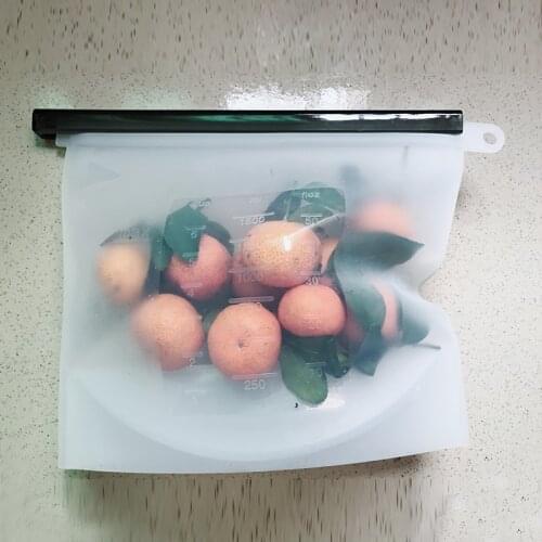 4Pcs 1500Ml Silicone Reusable Bag Ziplock Silicone Bag Reusable Silicone Food Bags Kitchen Organizador Food Sealing Storage Bag