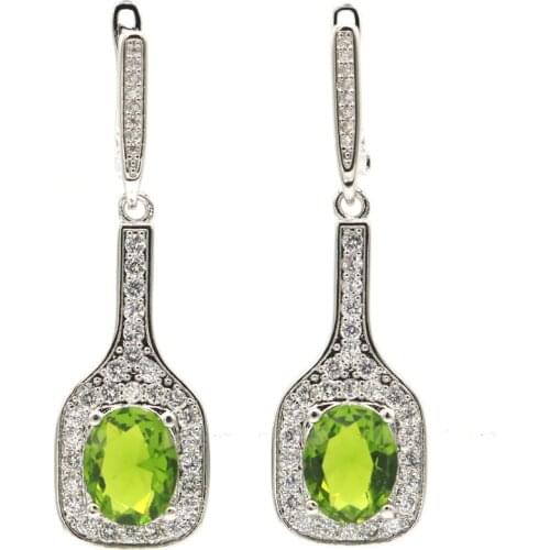 44x18mm Elegant Created Aquamarine White Sapphire CZ For Women Daily Wear Silver Stud Earrings Wholesale Drop Shipping