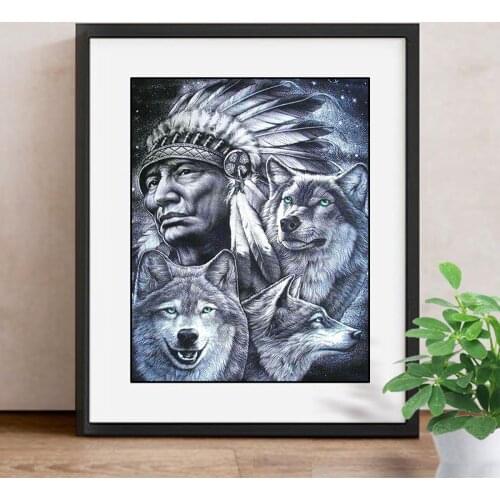 5D Handmade Diamond Painting Wolf Full Square Diamond Embroidery Portrait Mosaic Animal Rhinestone Decor Home