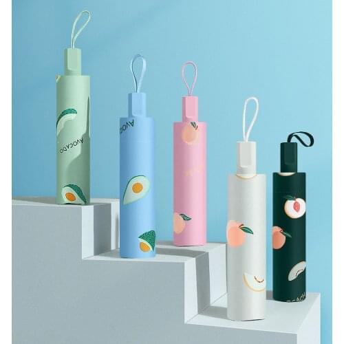 Automatic Sun Rain Fold Umbrella Anti UV Windproof Avocado Portable Travel Parasol