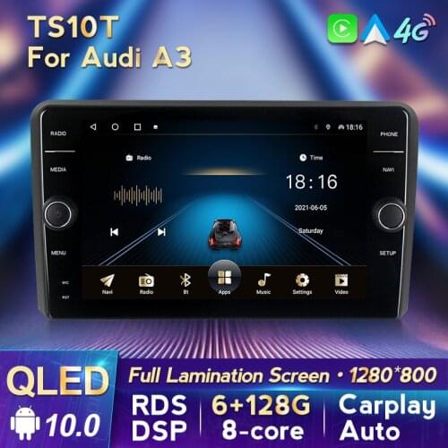 MLOVELIN QLED 8Core 6G 128G ROM DSP 48EQ Carplay Car Radio Multimedia For Audi A3 8P S3 2003-2012 RS3 Sportback Radio Camera