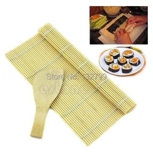 DIY Sushi Maker Bamboo Roller Rolling Mat Wooden Sushi Rice Shovel Bamboo Sushi Spoon Cookware Paddle Spatula Kitchen Tool