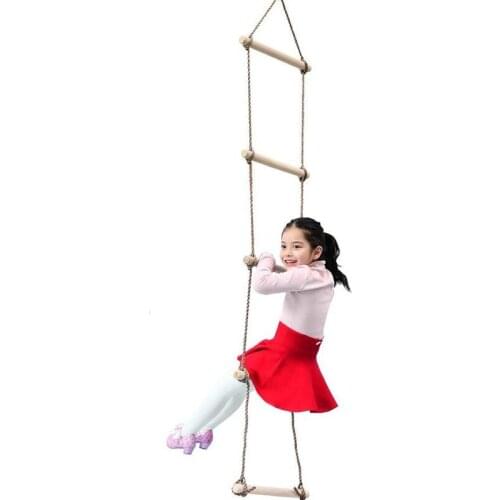 5 Wooden Rungs PE Rope Ladder Children Climbing Indoor Outdoor Garden Kids Sport Rope Swing Safe Fitness Climbing Ladder