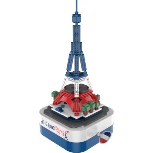 Eiffel Tower La Tour Eiffel Je t'aime Paris Rotating music box Model Building Blocks Bricks toys Girls birthday Gifts