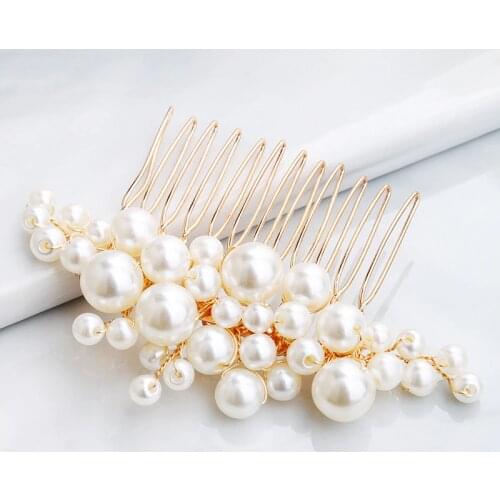 Hair Jewelry Handmade pearl bridal hair comb wedding accessory white high imitation pearl headpiece