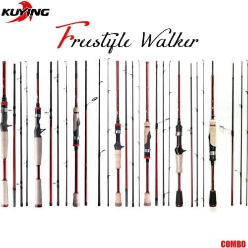 KUYING FREESTYLE COMBO Lure Fishing Rod Fish Casting Spinning UL M H L Hard Ultra Light Medium 4 sections Mini Pocket Travel
