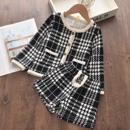 Girls Autumn Clothing Sets 2020 Fashion Plaid Outfits Kids Casual Clothes Top Coat and Pants 2pcs Costumes Suit Clothing 3 7Y