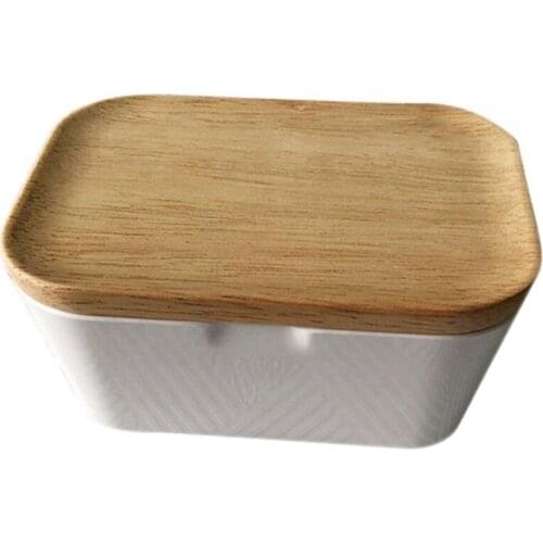 Butter Dish Butter Box Container With Wooden Cover Home Tool Useful, Home Storage Box 250ML Multi-Function Preservation Box, But