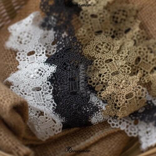 1yard High Quality 4.5cm wide Gold White Black Polyester Lace Embroidery Ribbon Wer 6mm Ribbon DIY handmade Trim 4.5cm width