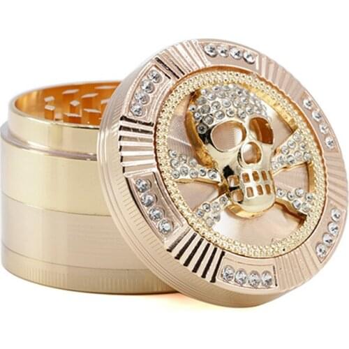 Hot 4 layer 63x42mm Diamond Skull Shape Zinc alloy Material Smoking Herbal Grinder Tobacco Cigarette Pipe fittings