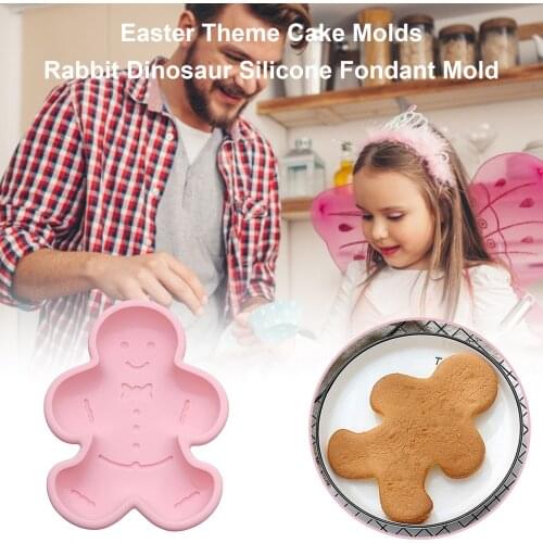 Hot!DIY Baking Mold Easter Theme Cake Molds Rabbit Dinosaur Silicone Fondant Mold For Cake Cookies Chocolate Cake Bread Mousse