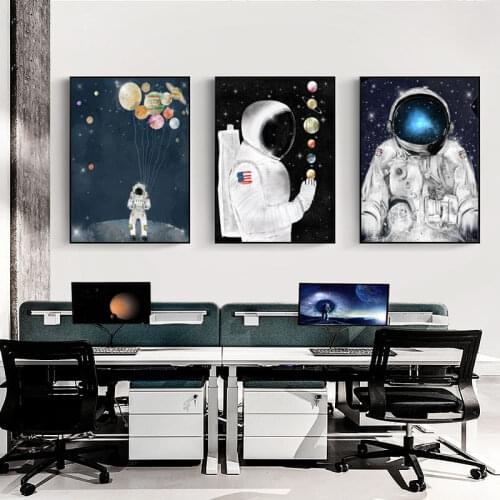 Cartoon Figure Picture Home Decor Nordic Canvas Painting Wall Art Universe Planet Decor Posters and Prints for Living Room
