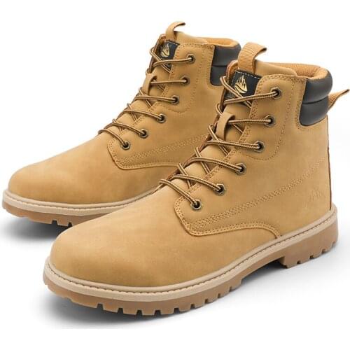 Mens Autumn Winter Boot Thick Bottomed Round Head Lace Up Leisure High Top Botts Anti Slip Wear Resistant Outdoor Big Size Shoe