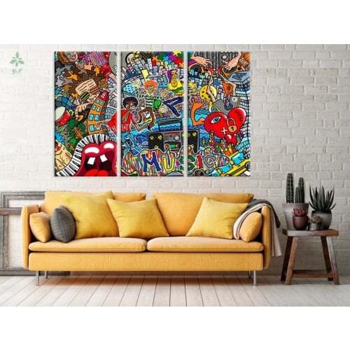 Music Collage Canvas Poster Print Colorful Street Wall Art Indoor Decoration