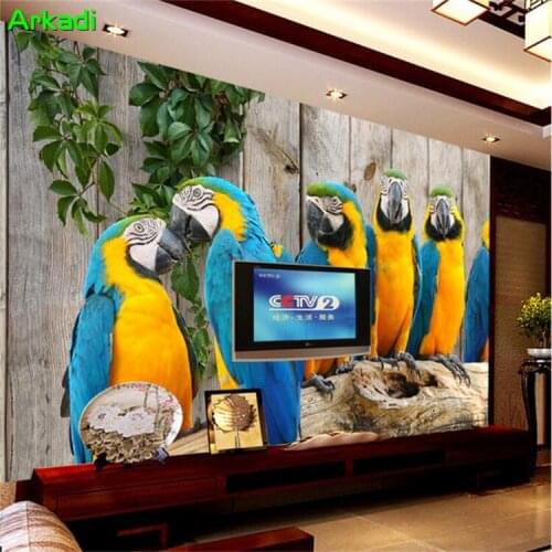 Custom 3D mural wallpaper animal world parrot wood green rattan background living room bedroom any size photo wall cloth