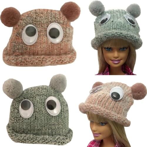 NK 2 Pcs /Set Doll Hat Handmade Knit Cute Cartoon Cap Daily Wear headwear For Barbie Doll Accessories Gift Baby DIY Toys 13A 4X