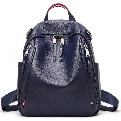 New Genuine Leather Travel Backpack British Women Female Rucksack Leisure Student School bag Soft cow Leather Women Bags
