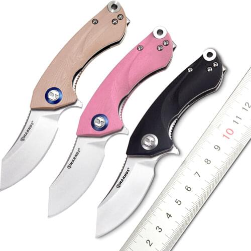 Harnds CK9201 Ballet Folding Knife with Sandvik 14C28N Blade Camping Pocket Knife with Deep Carry Pocket Clip G10 Handle Flipper