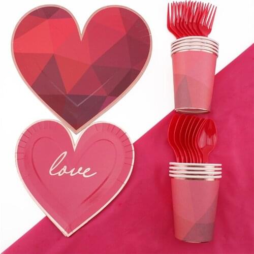 41Pc/Set Love Theme Disposable Tableware Baby Birthday Decoration Shower Plate Cups Napkin Forks Spoon Tablecloth Party Supplies