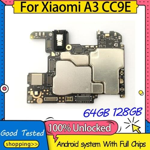 100% Unlocked For Xiaomi Mi CC9E A3 Motherboard 64GB 128GB Logic Board Mainboard Full Chips Good Tested