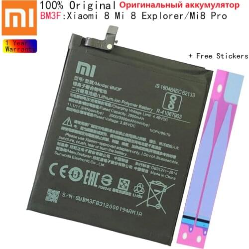 Xiao Mi Original Phone Battery BM3F for Xiaomi Mi 8 Mi8 Explorer Transparent Exploration Edition 2900mAh Replacement Batteries