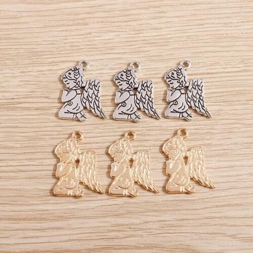 10pcs 17*24mm Alloy Angel Charms Pendants for Necklaces Earrings Accessories Making Handmade Crafts DIY Jewelry Finding
