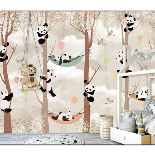 Custom photo wallpaper for walls 3 d Cartoon panda simple tree murals background wall kids room mural wall papers home decor