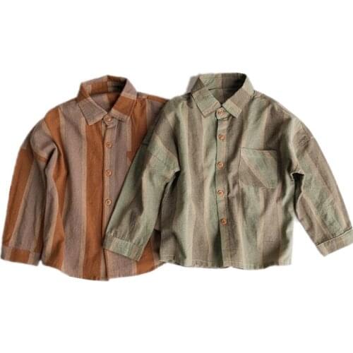 12M to 10 years baby & kids boys long sleeve striped buttoned cotton casual spring shirts children boy fashion pocket shirt