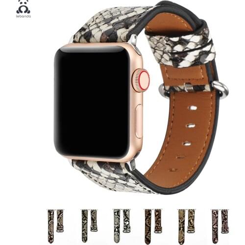 Lebanda strap suitable for Apple Watch series6 SE 5 4 3 2 1 suitable for iWatch leather design with realistic python print strap