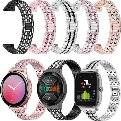 New Stainless Steel Band for Amazfit Bip GTS Smart Watch Band Five beads Women Diamond strap for Huawei GT 2e 2 Pro GT2 46mm