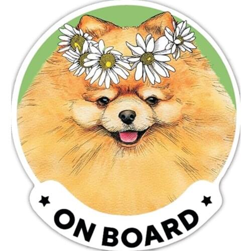 Dog Pomeranian on Board Car Sticker Colorful Decals Automobile Motorcycle Accessories Stickers Waterproof PVC,14cm*15cm