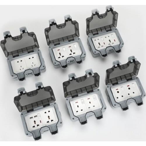 Outdoor IP66 86 Wall Electrical Power Switch Socket with Light Industrial Multi-function Air Conditioner Waterproof Box