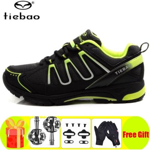 TIEBAO Leisure Cycling Shoes Men Women Sapatilha Ciclismo Mtb Pro Self-locking Breathable Mountain Bike Superstar Sneakers