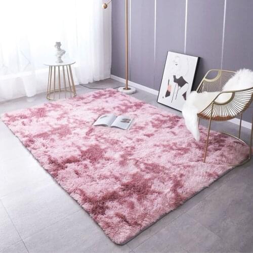 Shaggy Tie-dye Carpet Alfombra Plush Fluffy Rugs Kids Room Faux Fur Area Rug Living Room Water Absorption Anti-slip Floor Mats