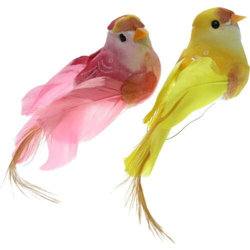 2x Vivid Animal Statues Little Bird Outdoor Garden Grassland Tree Standing Lawn Ornament Photography Props Home Decor Gifts