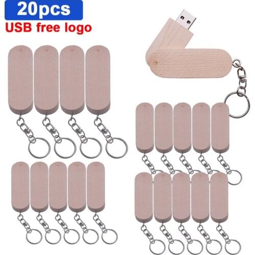 20PCS free logo Rotate the wood usb flash drive gift pen drive Usb2.0 usb stick 16GB 32GB 64GB memory stick pendrive