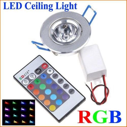 20pcs DHL LED Light Bulbs Lamp 3W RGB 16 Colors Spot Light AC85-265V + IR Remote Control RGB LED Ceiling Downlight