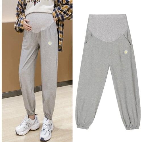 2961# Maternity Pants Spring Autumn Casual Pants Loose Easy Matching Pants Elastic Waist Maternity Trousers