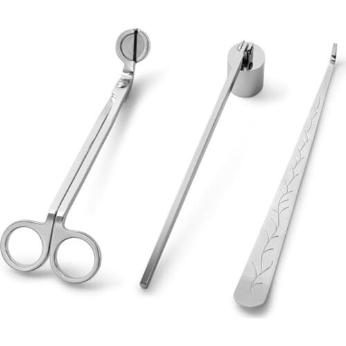 3pcs Stainless Wick Tool Dipper Hook Clipper Steel Candle Cutter Trimmer Oil Lamp Trim Scissor Distinguish New Care Tools