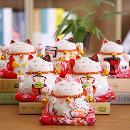 4.5 Inch Ceramic Lucky Cat Home Decor Piggy Bank Money Box Piggy Coin Bank Money Saving Box Figurines Craft Gift