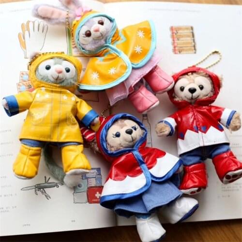 Stella Lou ShellieMay and Duffy In a Raincoat Stuffed Plush Toys Key Ring Anime Plush Pendant Cartoon Key Chain Gifts for Kids