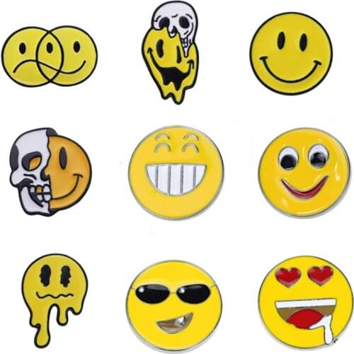 Cute Smiley Lapel Pins Enamel Badges Skull Decorative Brooches On Backpack Women Anime Badges Hijab Pin Avatar Brooch On Clothes