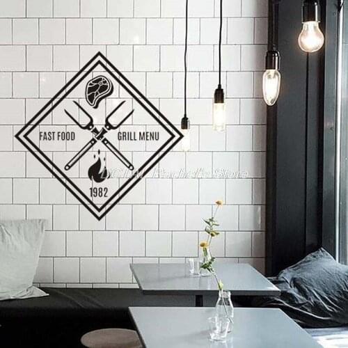 Fast Food Grill Restaurant Decor Vinyl Wall Decal Kitchen Dining Room Sticker Bar Drink Art Sticker Customized Year