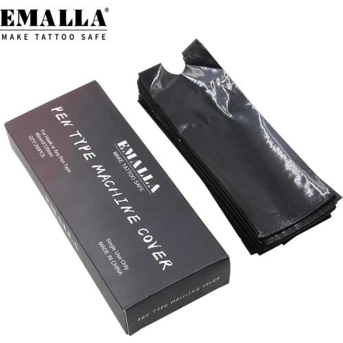 200PCS Black Tattoo Machine Pen Cover Disposable Tattoo Machines Bags Pen Type Tattoo Grip Sleeves Cover Tattoo Machine Gun
