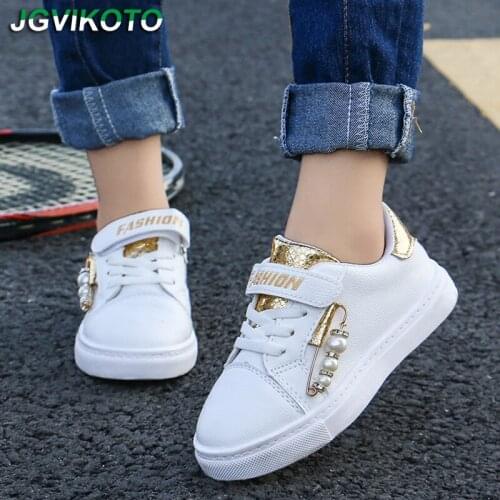 JGVIKOTO Children Sneakers Boys Girls Flats Kids Casual Shoes Pin With Beaded Beading Fashion Soft Breathable Comfortable 26-36