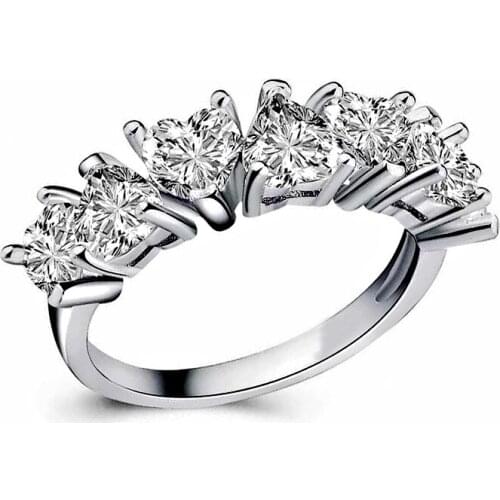 Japan And South Korea Edition Six Heart Engagement Ring Elegant Simple Women Fashion Valentines Day Gift