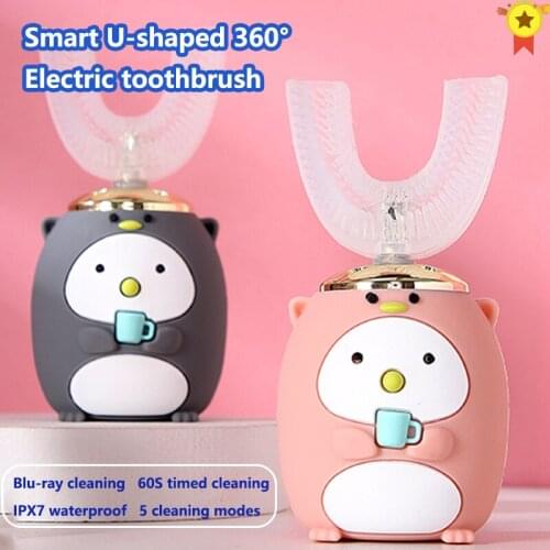 Intelligent 360 Degrees Automatic Sonic U type Electric Toothbrush Silicone Xiomi Ultrasonic teethbrush children Blu-ray clean