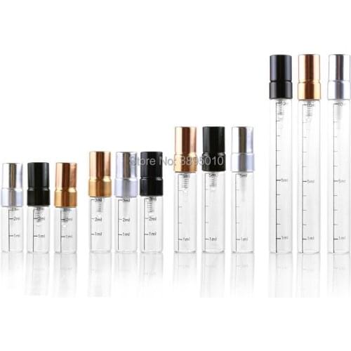2ML 3ML 5ML 10ML Clear Glass Spray Bottle Portable Perfume Atomizer Mini Sample Test Tube Bottle Thin Glass Vials F568