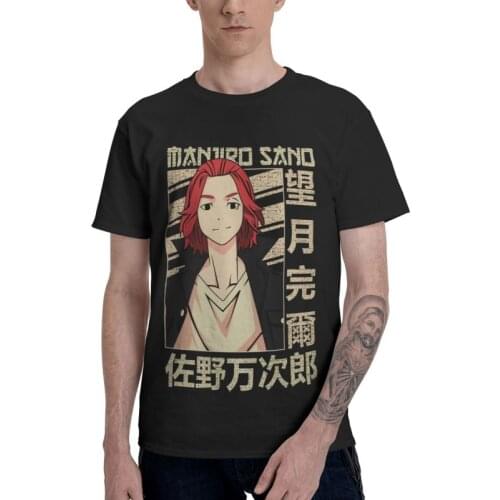 Tokyo Revengers Sano Manjiro Tshirts Men Streetwear Tee Top 100% Cotton T Shirt Short Sleeve Japanese Action Anime Manga T-shirt