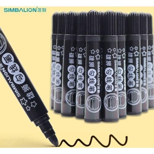 SIMBALION Art Hook Line Watercolor Pen 5 Colors Optional Tasteless Safe Non-toxic Painting Hook Line Mark Pen Graffiti Drawing